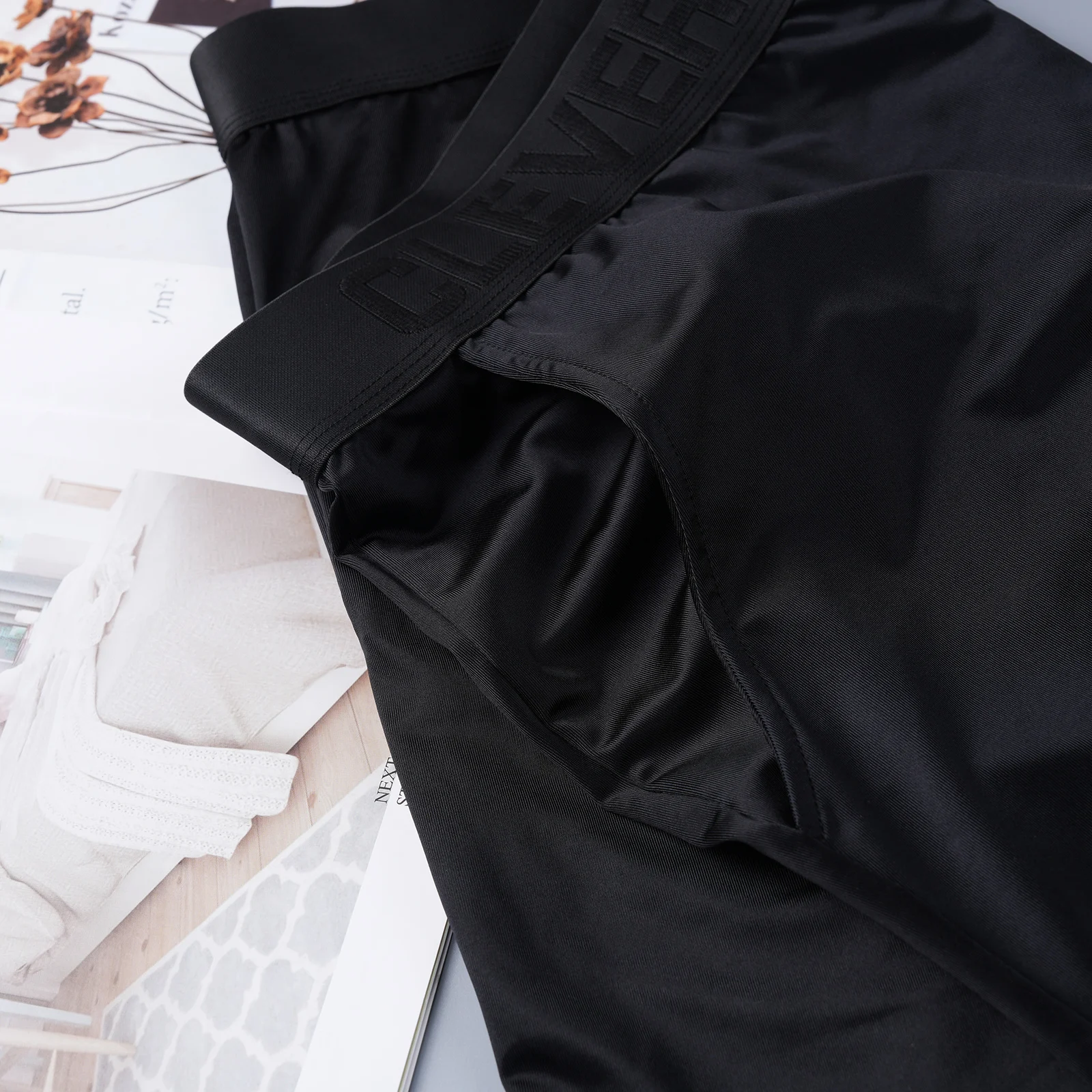Glänzende Herren-Satin-Boxershorts mit breitem Bund, locker sitzende Boxershorts, glatte, dehnbare Lounge- und Schlafunterwäsche, Homewear-Unterhosen – Detail 10