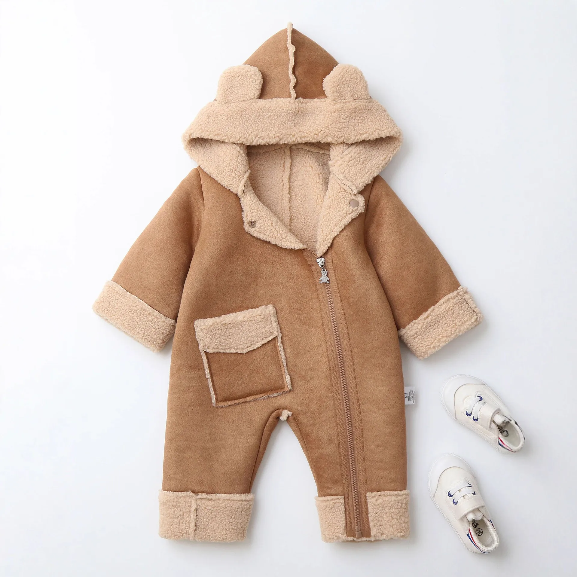 HY2728 Autumn Winter New Arrival Fleece Lined Onesie for Babies Unisex Baby Outfit for Crawling Outdoor Clothes for Toddlers