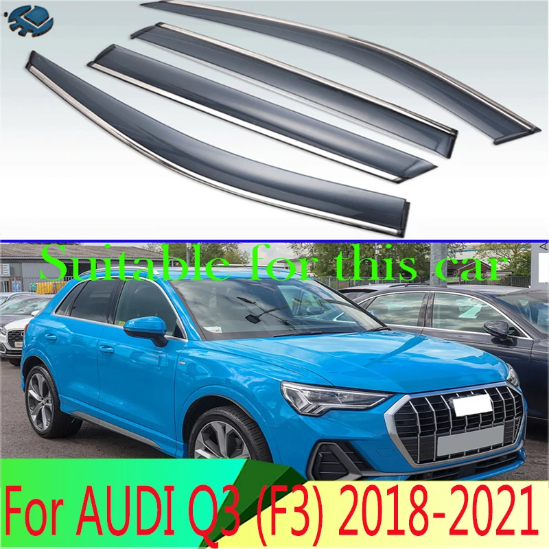 

For AUDI Q3 (F3) 2018 2019 2020 2021 Plastic Exterior Visor Vent Shades Window Sun Rain Guard Deflector 4pcs