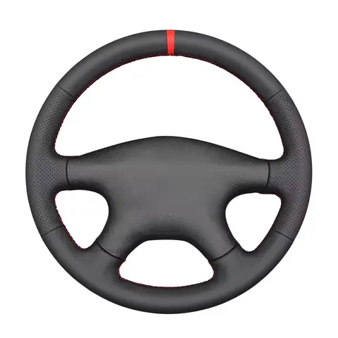 Black Faux Leather Car Steering Wheel Cover for Volkswagen VW Transporter T4 2000-2002 Santana 2004