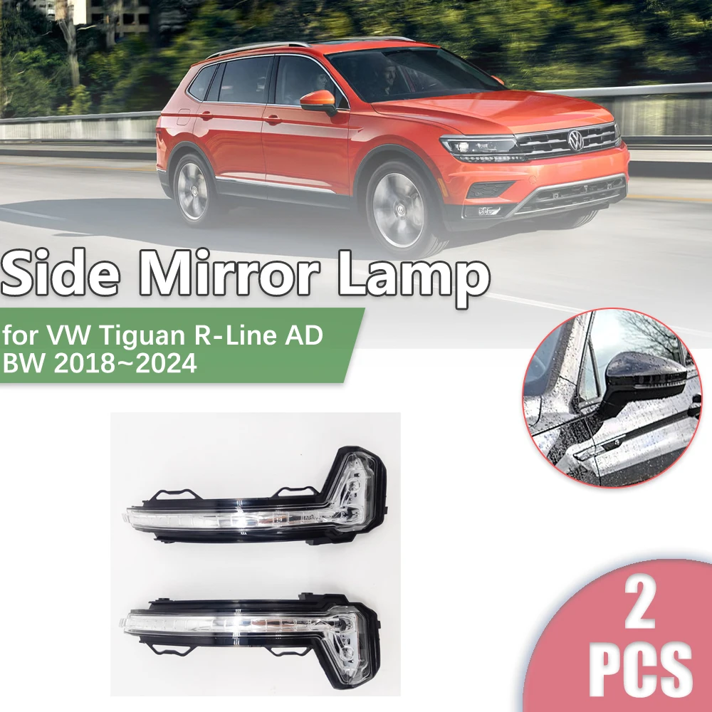 Car Rearview Side Mirror LED for Volkswagen VW Tiguan R-Line AD BW 2018~2024 Turn Signal Indicator Lamp Light Part Accessories