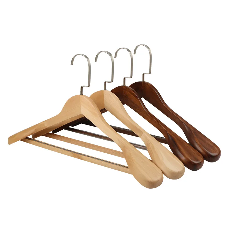 High-Grade Wide Shoulder Wooden Coat Hangers - Solid Wood Suit Shoulder  Store Hanger closet Hotel Home Smooth