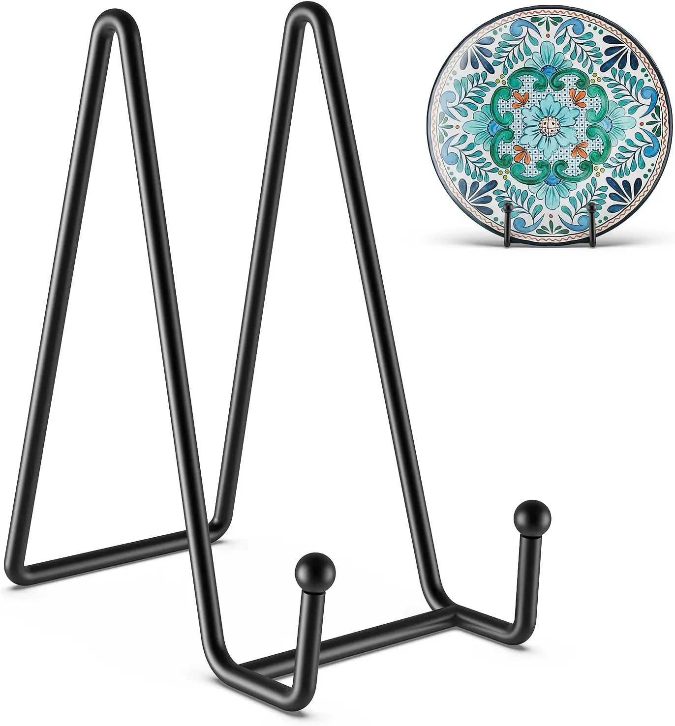 

3 Pack 6 Inch Plate Stands for Display Picture, Metal Frame Holders for Book Photo Platter, Black