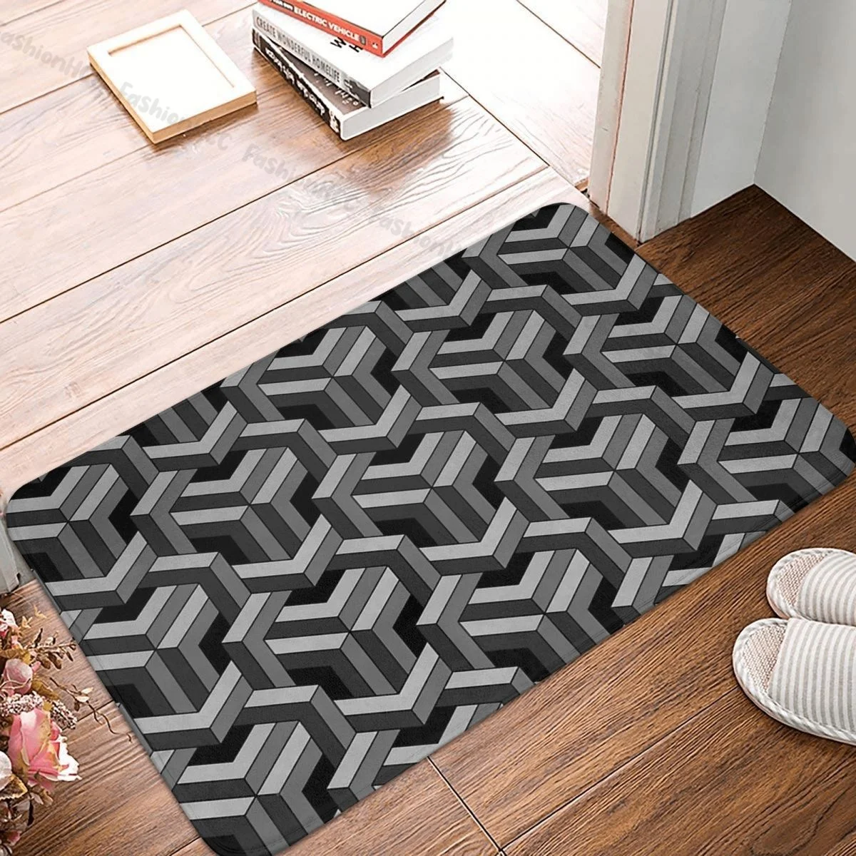 

Dimensional Non-slip Doormat Missing Mathematical Equation M C Escher Pattern Bath Kitchen Mat Outdoor Carpet Home Modern Decor