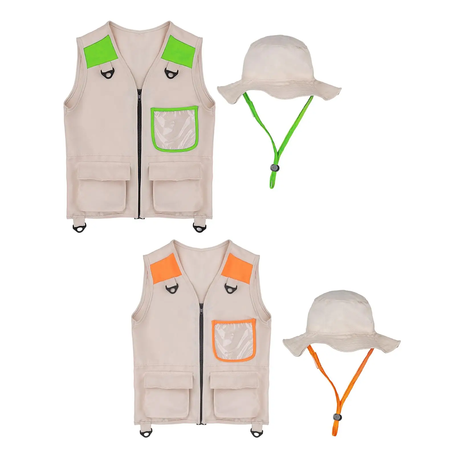 

Kids Explorer Vest and Hat Cosplay Costume Set Fabric Outfit for Outdoor Toys Children Travel Kit