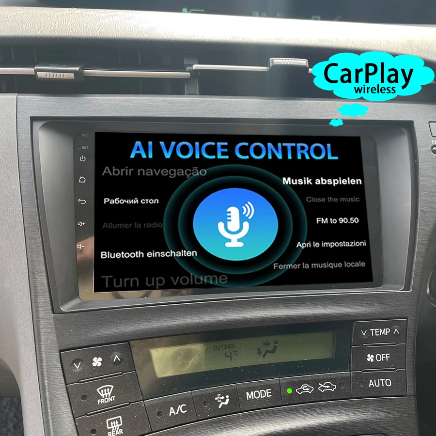 128GB Rom Android 13 AI Voice Car Radio GPS Navigation For Toyota Prius XW30 2009 - 2015 Multimedia Video Player CarPlay Stereo