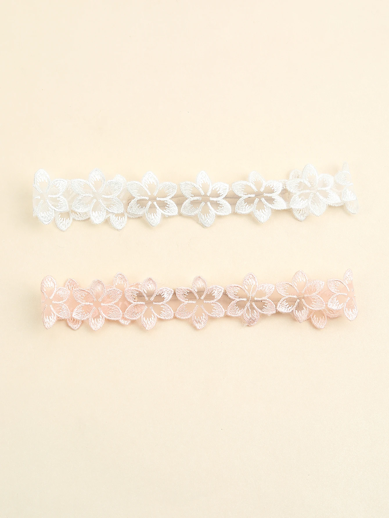 2pcs Baby Flower Decor Polyester Hair Band Wedding Party Lace Headband Elastic Flower Headband Baby Headwear Hair Accessories