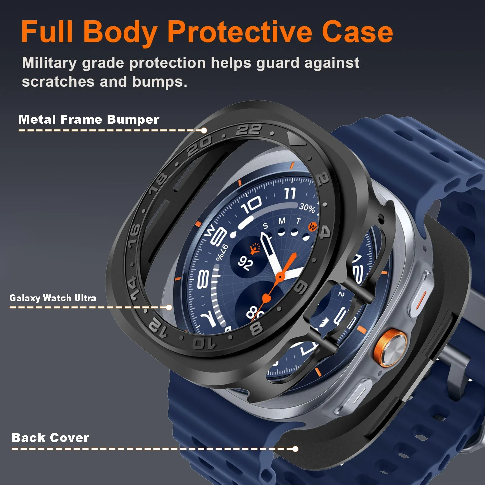 Para samsung galaxy watch ultra 2025 caso liga acessórios quadro duro caixa de metal para samsung galaxy watch 7 ultra 47mm