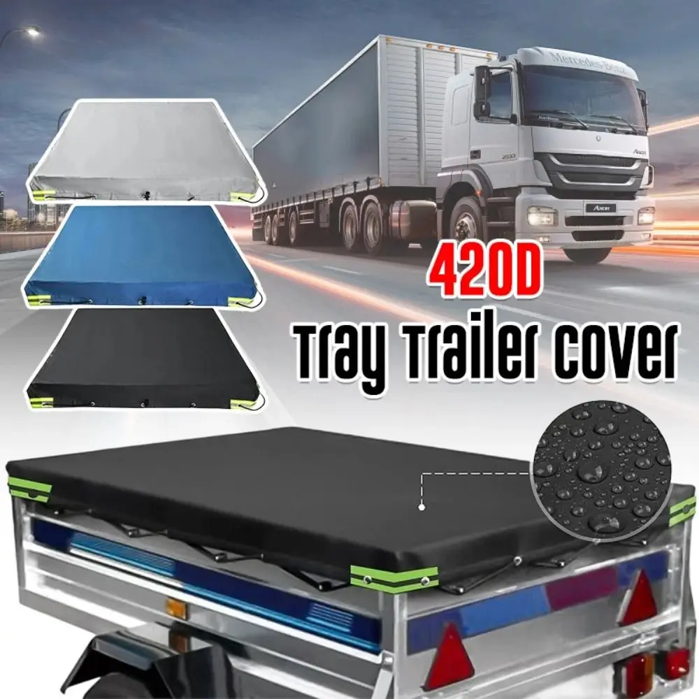 

420D Oxford Car Tarpaulin Trailer Cover Universal Waterproof Truck Canopy Dustproof Anti-UV Trailer Protective Cover