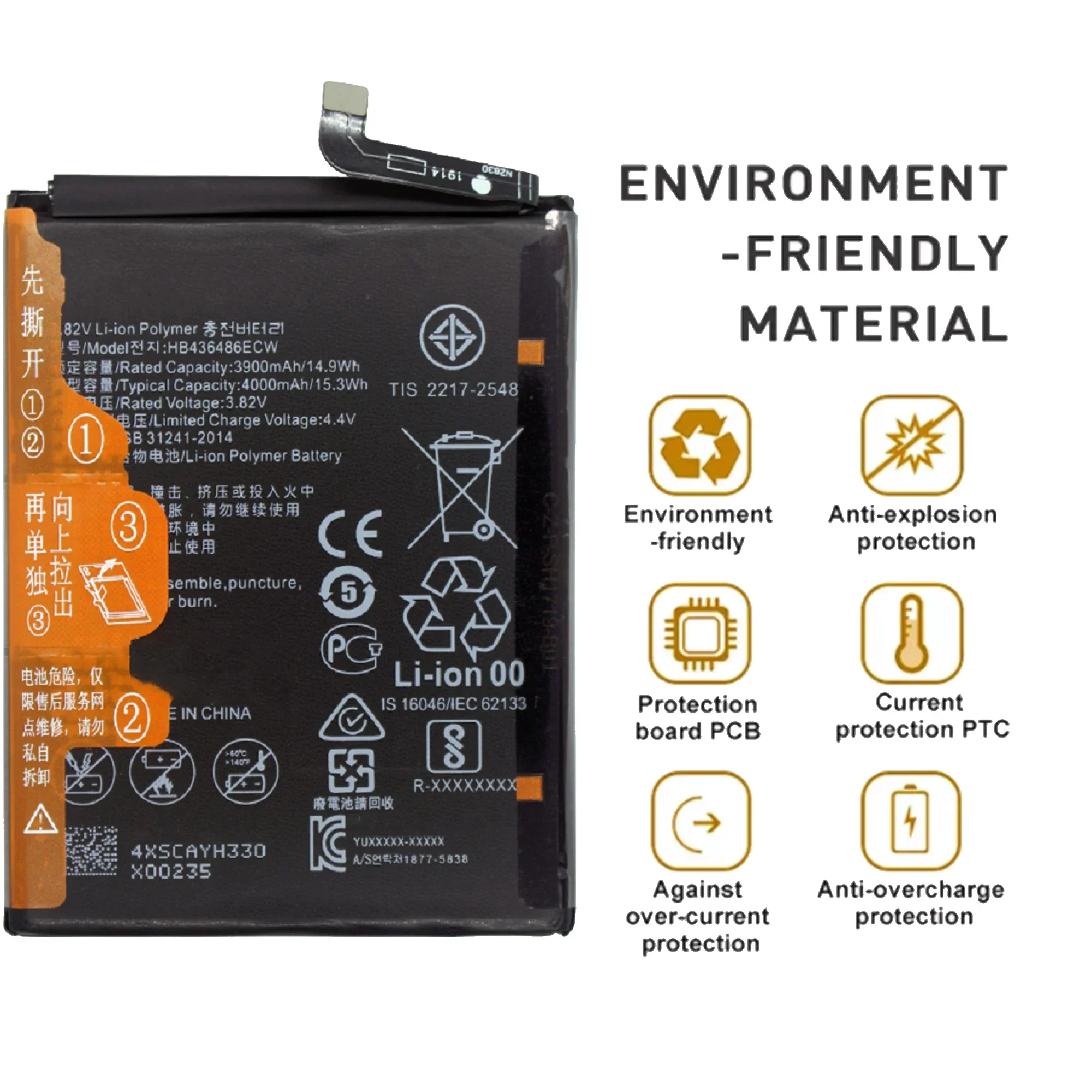 Hb436486ecw batterie für huawei honor 20 pro view 20/nova 5i pro reparatur teil original kapazität handy batterien bateria