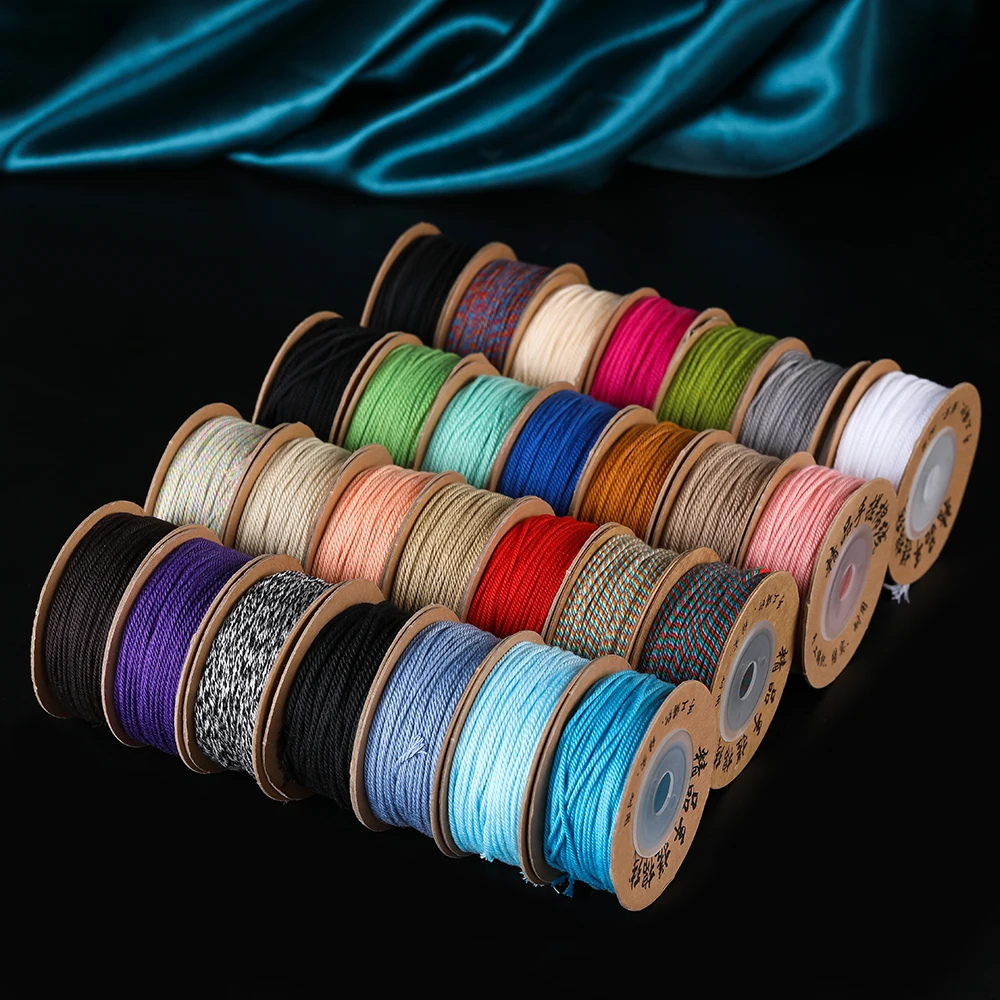 1 rolo 1mm corda de algodão trançado nó chinês macrame corda para fazer jóias pulseira artesanato decoração suprimentos