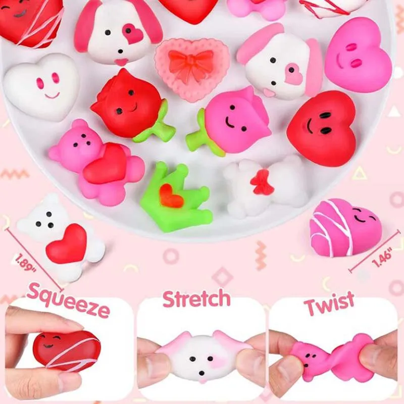 20Sets Valentines Day Squishy Toys Squishies For Kids School Class Classroom Valentines Day Cards Gifts Prizes Party Favors