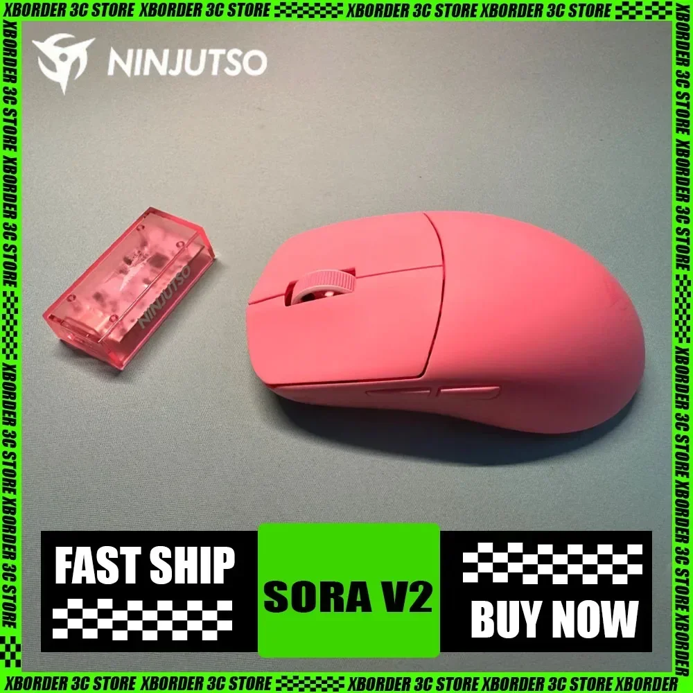 Ninjutso Sora V2 Wireless Mouse 8k Paw3395 Sensor Dual Mode Fps Gaming Mouse E-Sports Lightweight Gaming Mouse Pc Gamer Man Gift