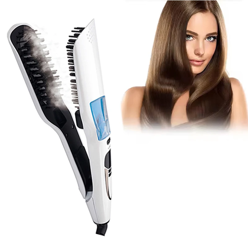 Bestselling Steam Straightener Brush Portable Ceramic Coated Steam Iron Brush Salon Professional Hair Styling Tool