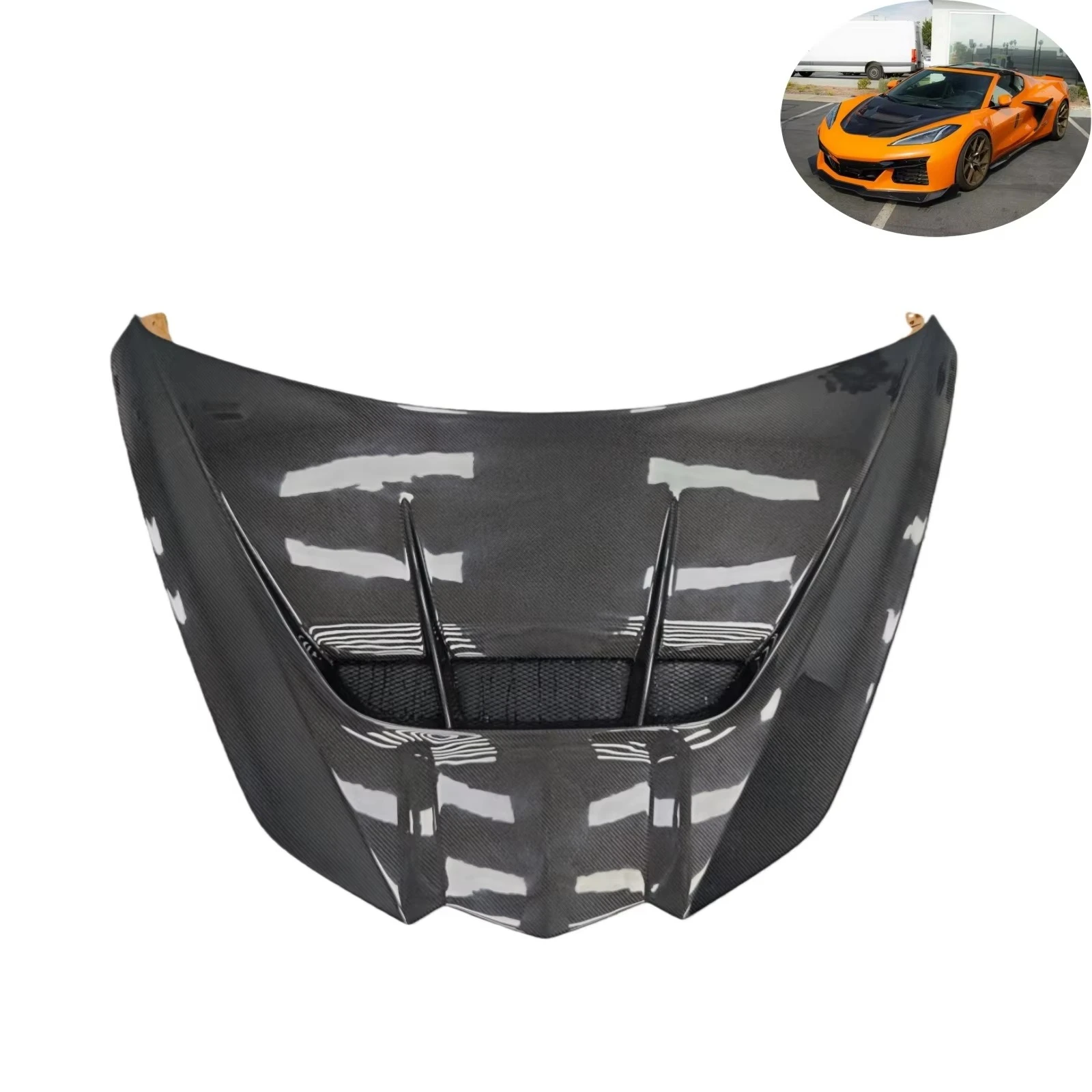 ZR1 Style New Carbon Fiber Hood Bonnet for  Corvette C8 with Bolt-On Installation and Bolts
