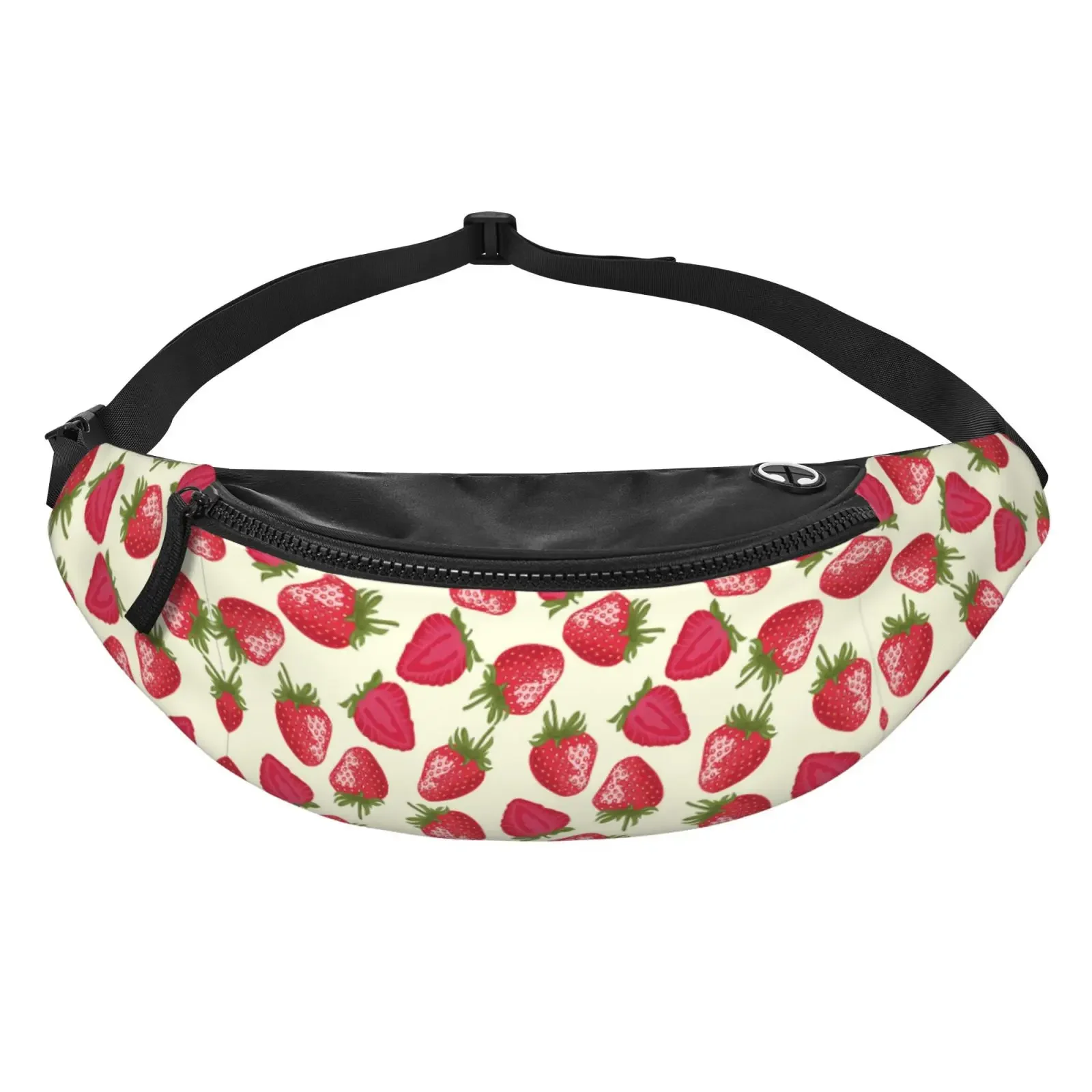 Strawberry Tile Waist Bag Fanny Pack School Pack Bags for Women Men Young Polyester Casual Pack with Zipper Running Hiking