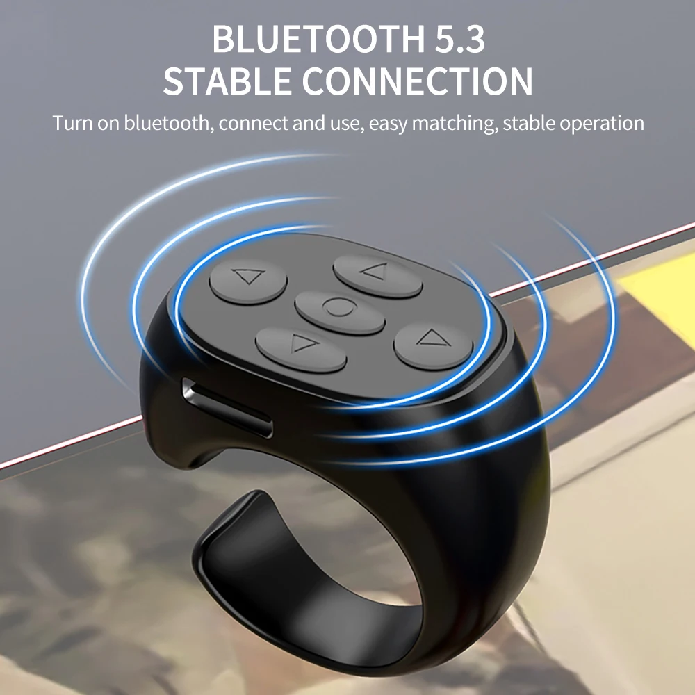 Wireless Bluetooth Ring Remote Control Portable Fingertip Selfie Video Controller Automatic Page Turner Browsing For Phone