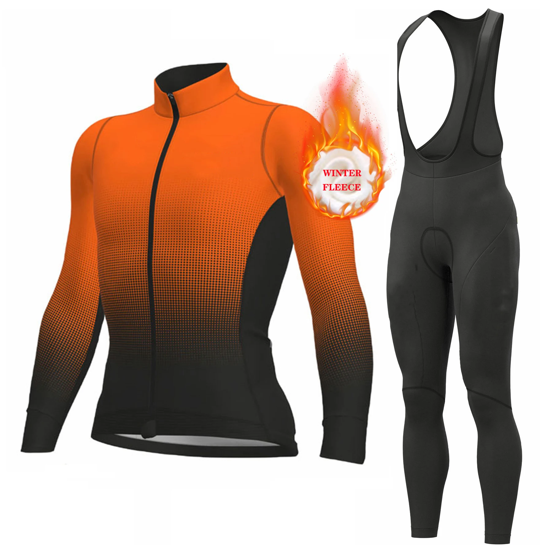 فريق 2026 الشتاء طويلة الأكمام الحراري الصوف الدراجات جيرسي مجموعة مريلة السراويل Ropa Ciclismo دراجة الملابس الجبلية دراجة جيرسي موحدة #3