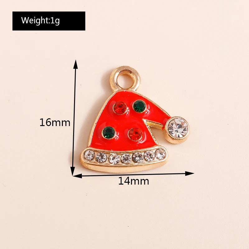 10 Stück Mix Emaille Weihnachtsanhänger für Schmuckherstellung Weihnachtsmann Baum Hirsch Hut Charms Anhänger für DIY Halsketten Ohrringe Geschenke – Detail 16