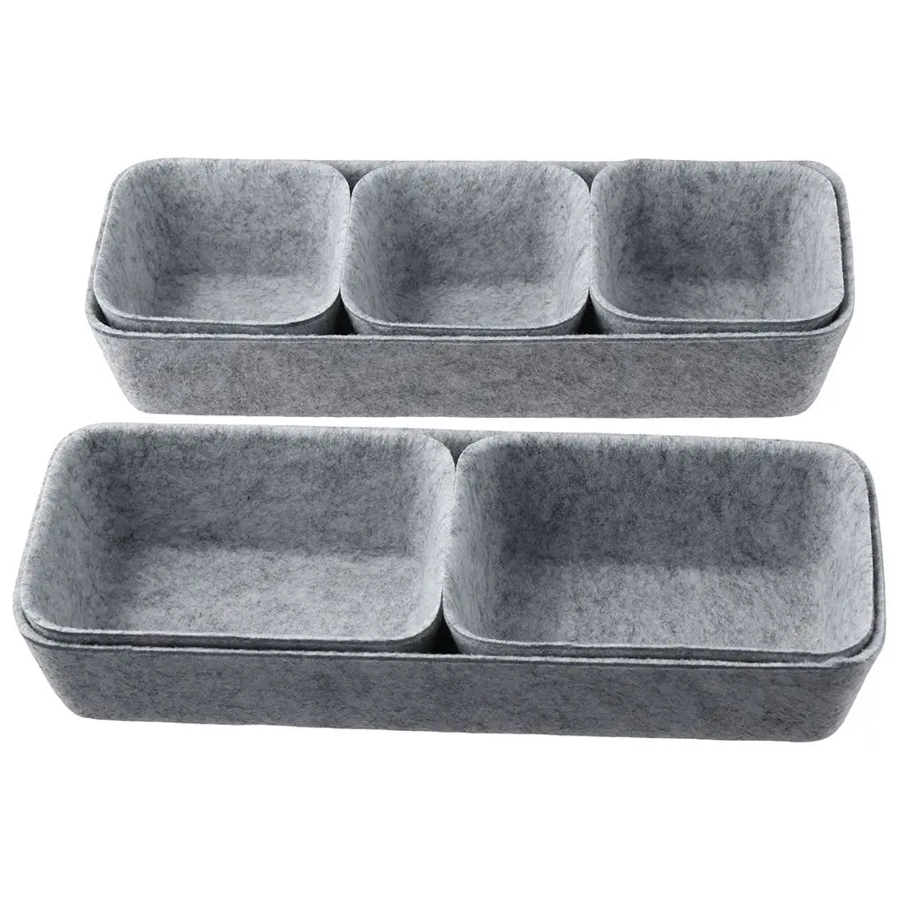 Boîte de Rangement Portable en Feutre, Accessoire de Rangement Gris, 8 Pièces