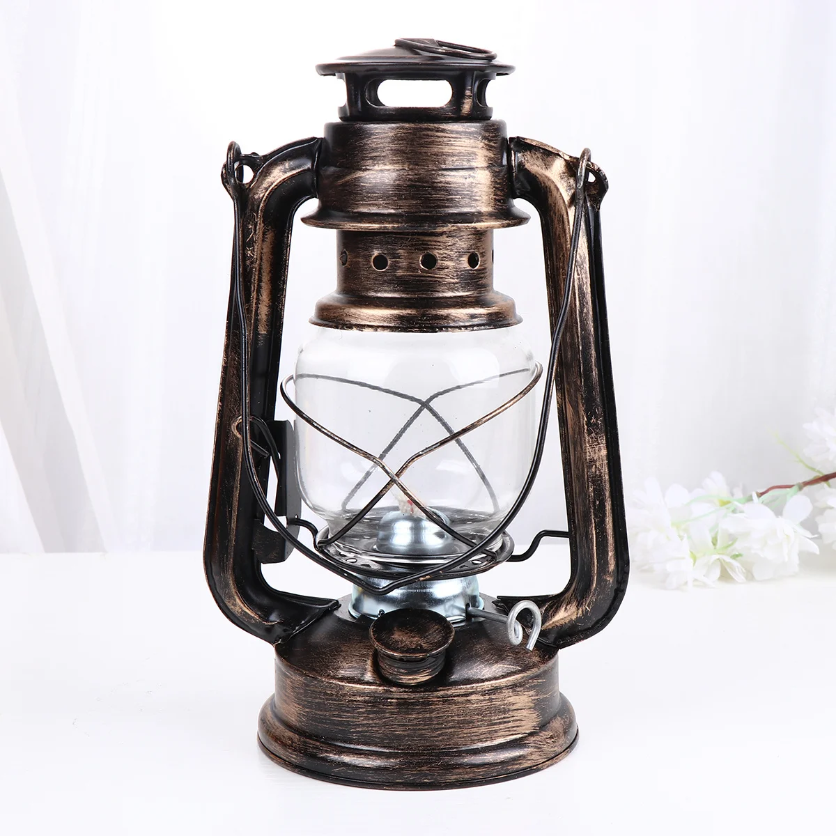 خمر مصباح الحديد المحمولة فانوس معلق للتخييم في الهواء الطلق الإضاءة الزخرفية بار حانة حديقة جو الزيت الرجعية
