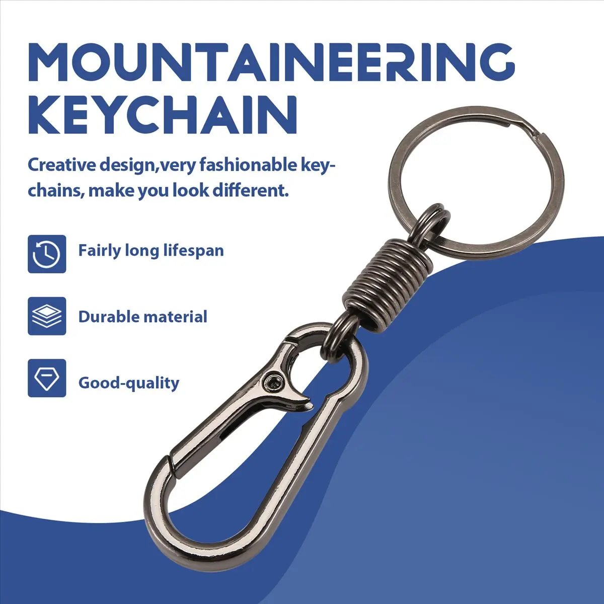 M87K حلقة تسلق قوية مفتاح سلسلة حلقة رئيسية مصقولة مفتاح سلسلة الربيع مفتاح سلسلة الأعمال الخصر مفتاح سلسلة، أسود #2