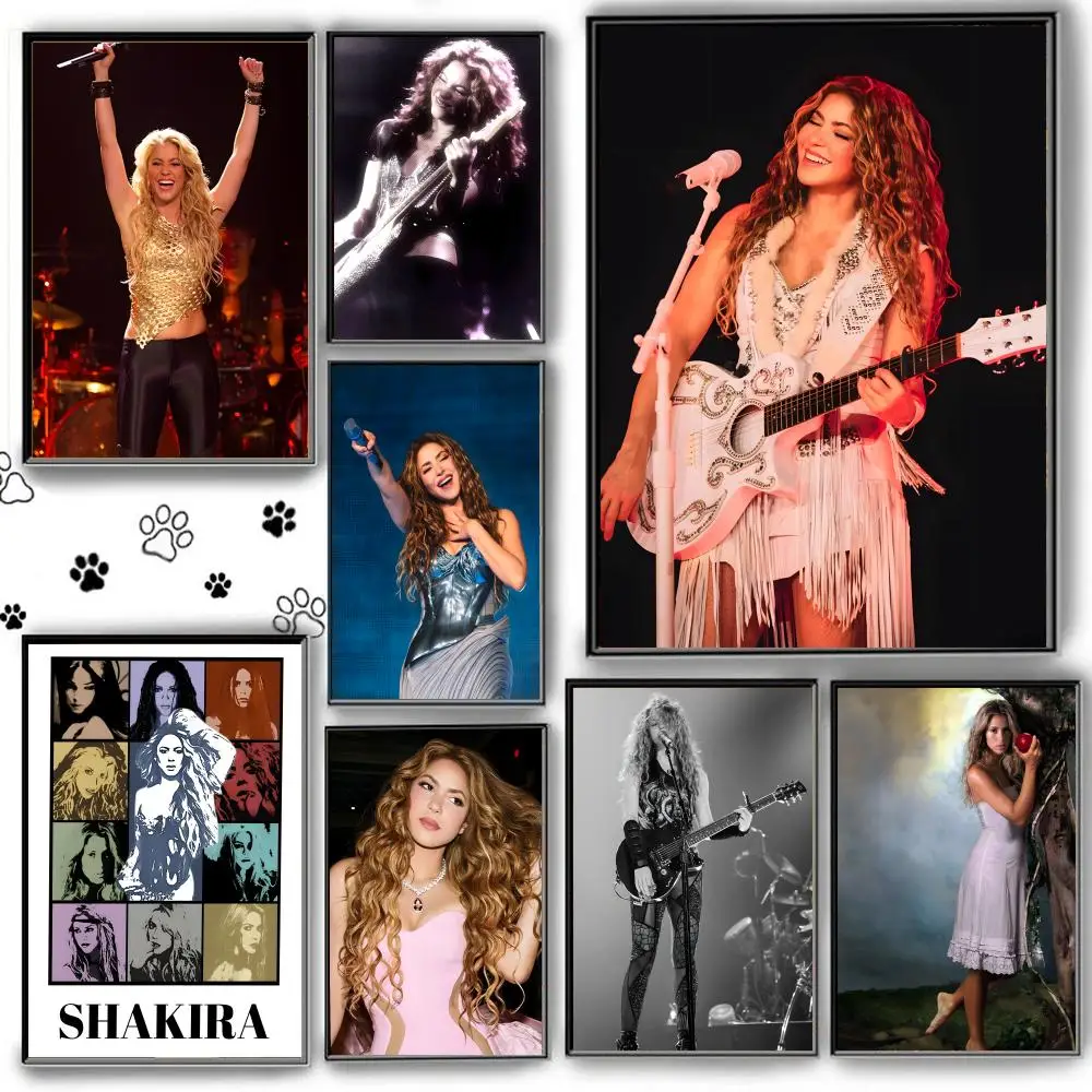 Poster Self Adhesive HD PVC Wall Art - Waterproof & Stain Proof For Home Office Shakira Singer