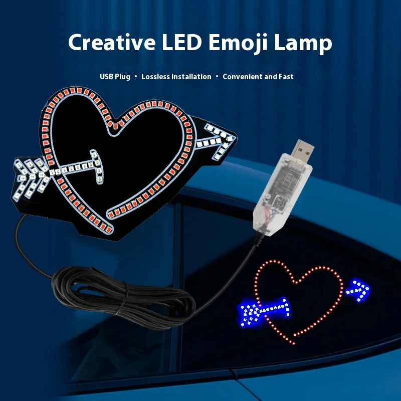 Car LED windows, neon lights, pentagram interior modification, luminous 5V USB socket, ambient light DIY light Accessories