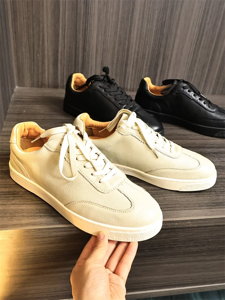 

Imported Genuine Top Layer Cowhide Men's Casual Shoes Fashionable All-Match Low Cut Breathable Leather Deoxynucleotide Trinuc...