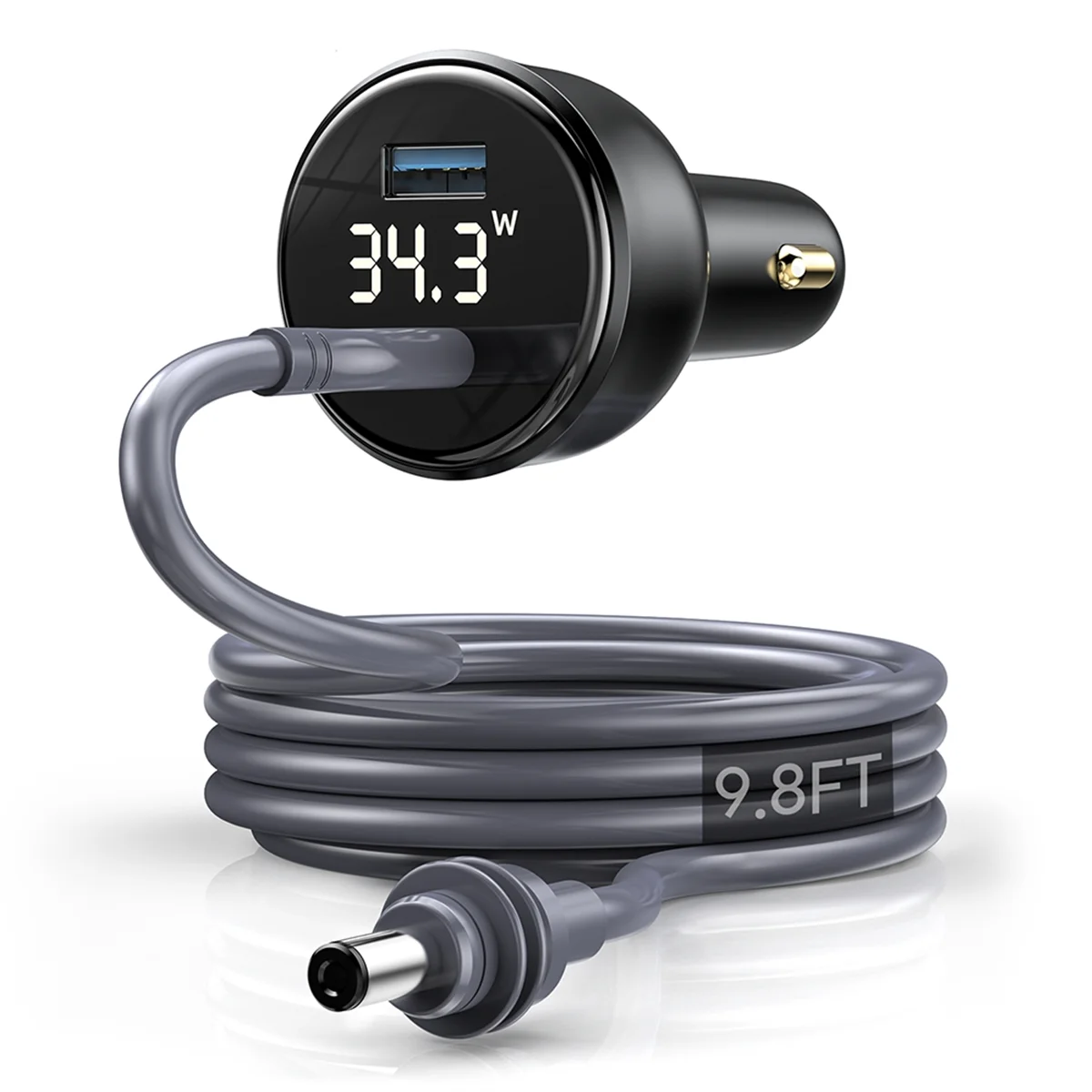 

A07I For Mini 100w 2-in-1 Car Charger with 3Meter Type-C to DC Cable LED Screen Insert the Lighter Hole
