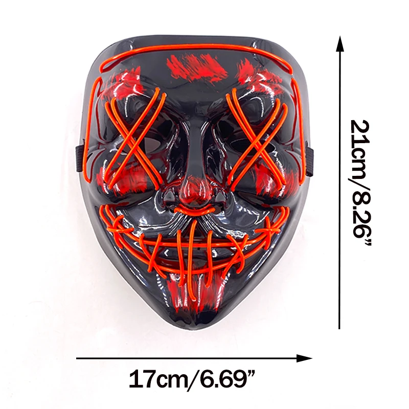 Wireless Halloween Neon Mask Led Mask Masque Masquerade Club Masks Light Glow In The Dark Horror Masks Cosplay Costume Supplies