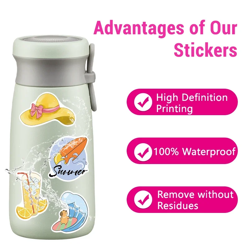 50PCS Summer Hawaiian Beach Stickers Set Waterproof Vinyl Decals for Scrapbook Water Bottle Laptop Phone Skateboard VSOCOCOTF