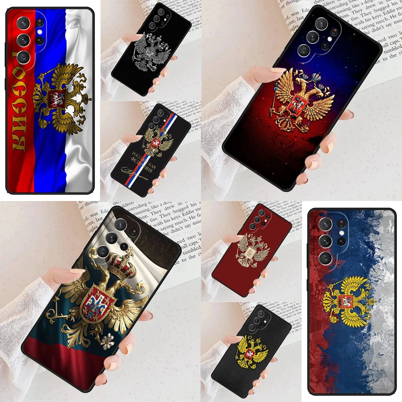 Russia Flag Coat Arms Cell Phone Case for Samsung Galaxy S26 Ultra S25 S24 S23 S22 S21 S20 Note10 Cover