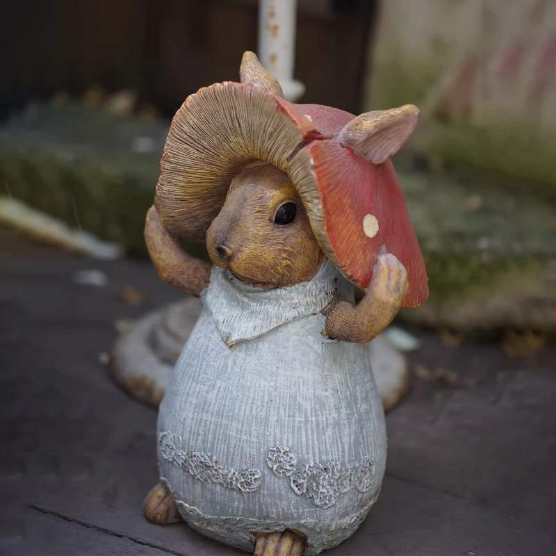 

Винтажная шляпа-гриб в сельском стиле, орнамент в виде кролика, сад, балкон, украшение для рабочего стола, украшение для двора, поделки из смолы, домашний декор