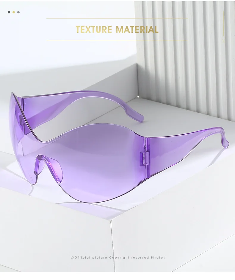 Übergroße Y2K Punk Randlose Sonnenbrille für Damen und Herren, Großer Rahmen Steampunk Schmetterlings-Schutzbrille für Damen, 2000er-Jahre Goggle-Brillen – Detail 3