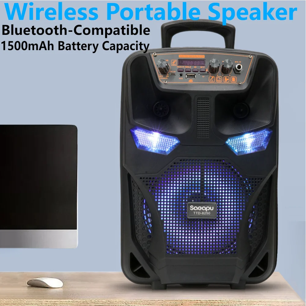 

Беспроводной портативный динамик Bluetooth-совместимая стереозвуковая система Динамик емкостью аккумулятора 1500 мАч Уличный динамик