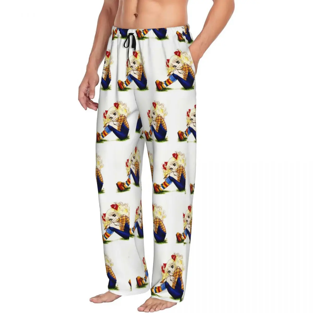 Custom Printed Candy Candy Anime Manga Pajama Pants for Men Sleep Sleepwear Bottoms with Pockets