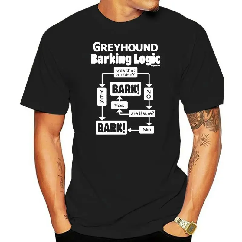 Men Short sleeve tshirt Greyhound Barking Logic T Shirt Women t-shirt