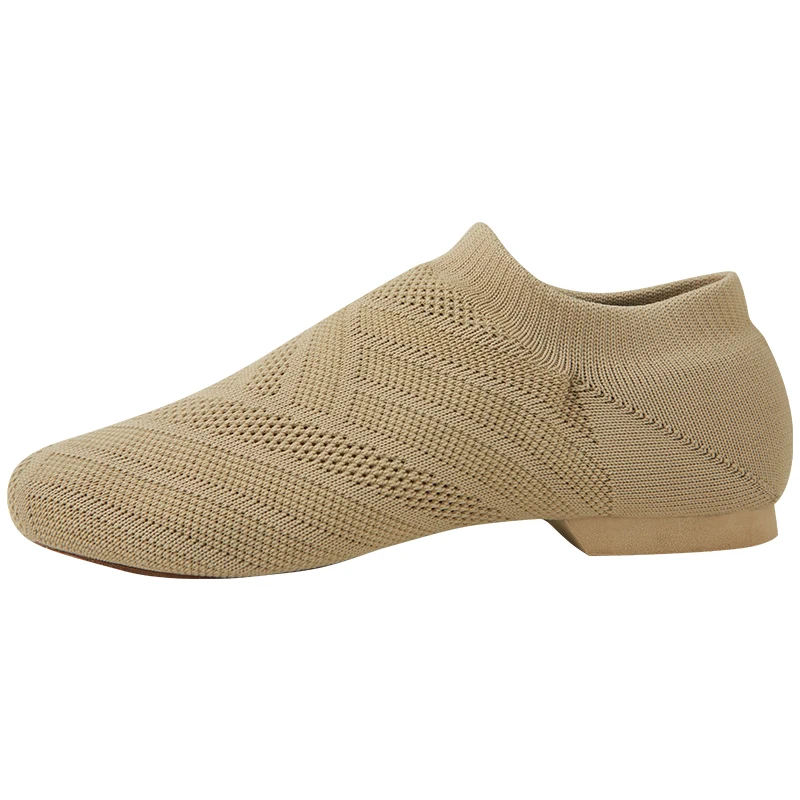 New Knitted Stretch Adult Dance Sneakers Slip On Sports Boot Breathable Lyrical Modern Booties Women\'s Jazz Shoes