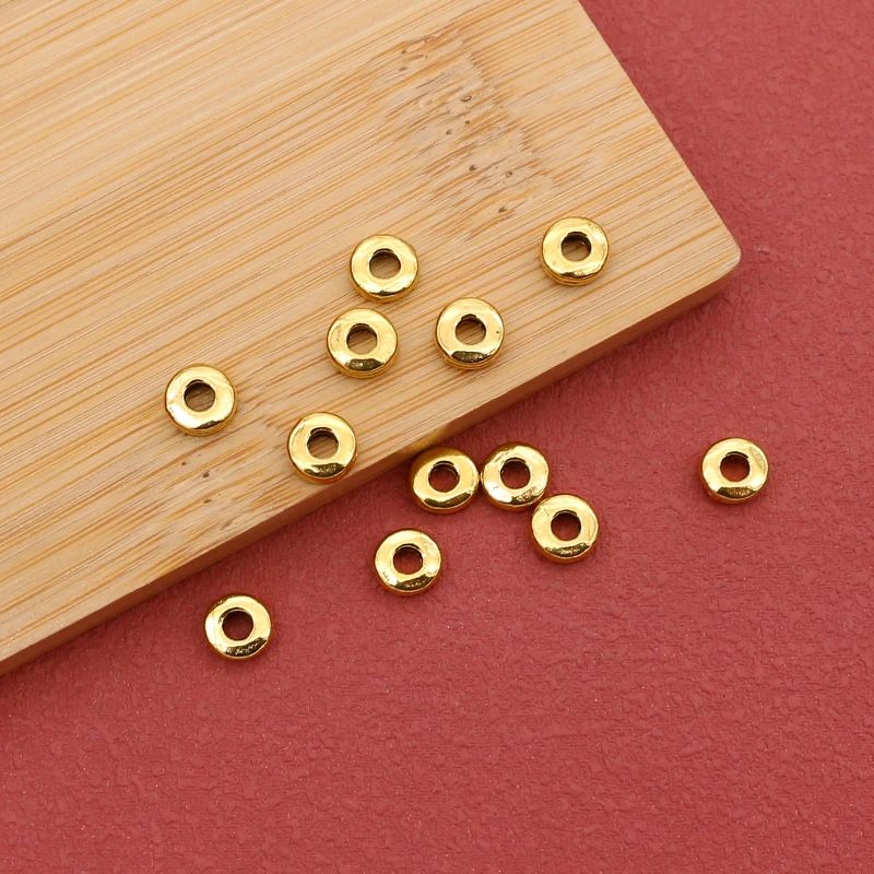 100pcs/Lot 6mm Retro Two-layers Flat Round Spacers Antique Bronze/Gold/Silver Color Shim Loose Beads DIY Jewelry Bracelets Make