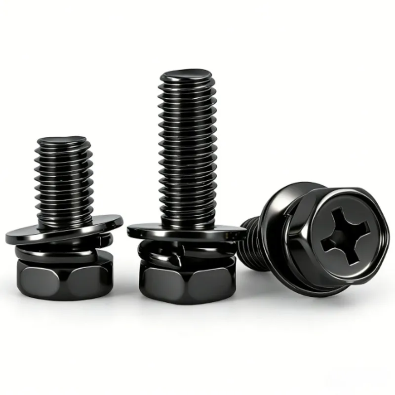 5/50pc M3 M4 M5 M6 M8 Stainless Steel Hex Head Cross Recess Screw Combination Bolt With Flat Washer & Spring Gasket