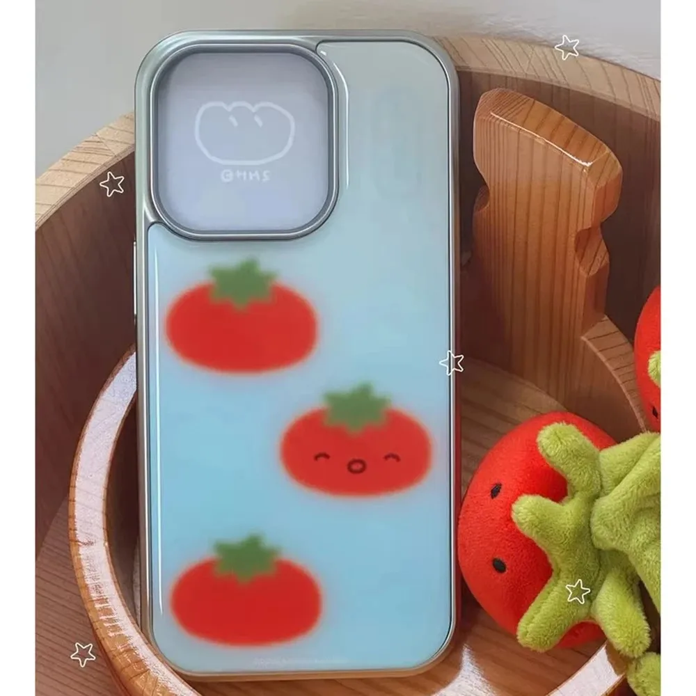 Capa de Telefone Korean House Tomato para iPhone 17 17e 16e 16 15 14 13 12 11 Air Pro Max X XR XSMAX 8 7 Plus Capa Traseira Transparente de Luxo