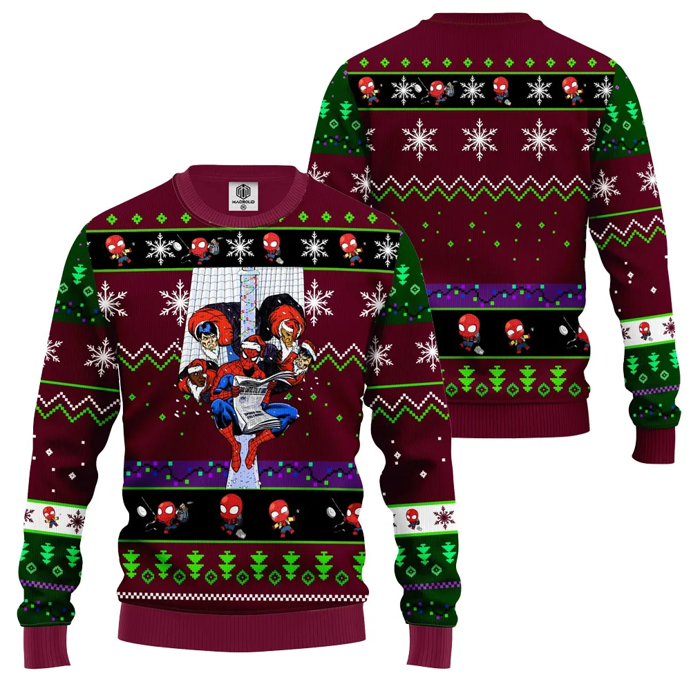الرجل العنكبوت خارقة الأعجوبة الخيال الرائع عيد الميلاد سترة قبيحة رقيقة لطيف الكرتون Q-نسخة الرجال الخريف/الشتاء سترة #4