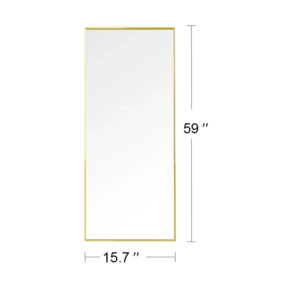Fangange Staande Spiegel, Spiegel op Volle Lengte met Aluminium Frame, Grote Wandspiegel Staand/Hangend voor Woonkamer Slaapkamer