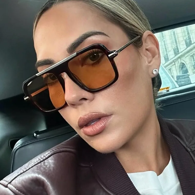 

2026 Fashion Square Sunglasses Luxury Leopard Print Metal Frame Glasses High Quality Women's Sunglasses Men's Vintage Sunglasses