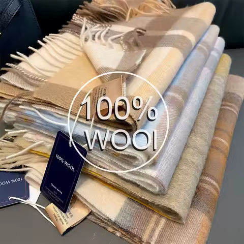 100% Wool Winter Scarf for Women Long Warm Cashmere Scarves Hijab Solid Lady Shawl Wrap Female Pashmina Bandana Head Scarves