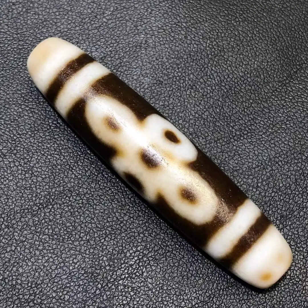 Rare Energy Tibetan Old Agate 5 eye lightningTotem dZi Bead pendant 58.2×13mm