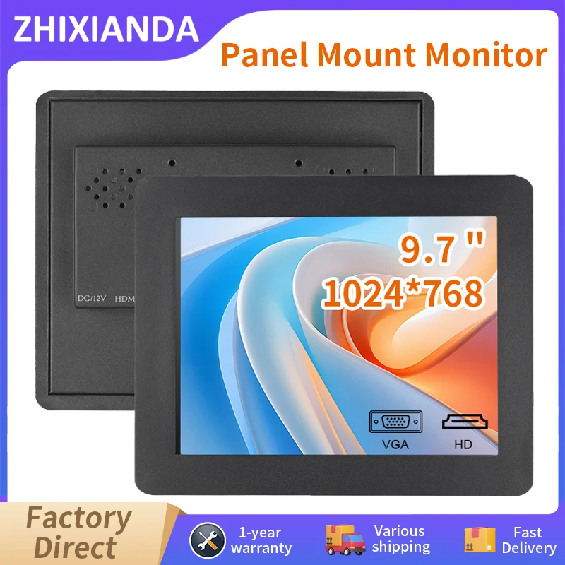 

Zhixianda 9,7 10-дюймовый промышленный монитор с креплением на панелью 1024x768 IPS резистивный емкостный сенсорный экран с интерфейсом VGA HDMI