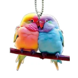 keychain parrot Lovebird Parrot Bird Key Chain Keychains Ring Cute Animal Jewelry For Women Girl Bag Car Pendant