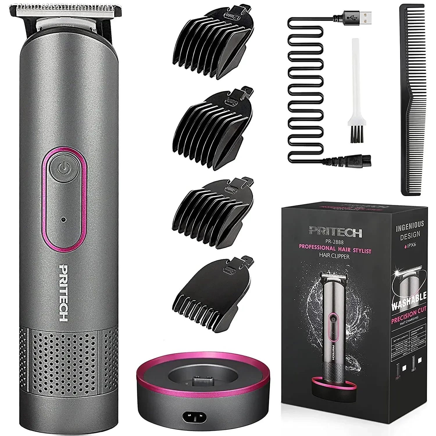 Barber Cordless Rechargeable Hair Clippers Set Professional Hair Cutter Electric Hair Trimmer